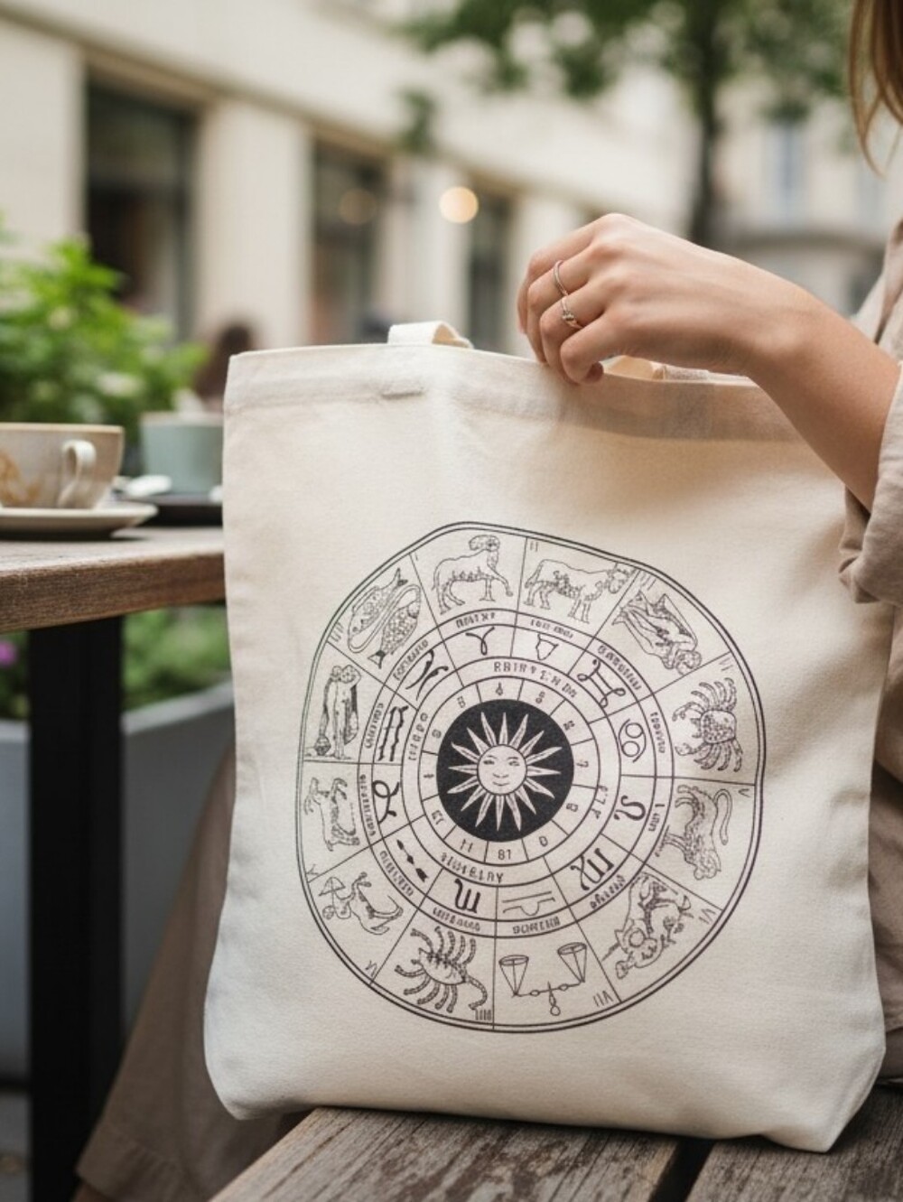 World Market Imports Zodiac Tote Bag 100% Cotton Sun Moon Celestial Inspired